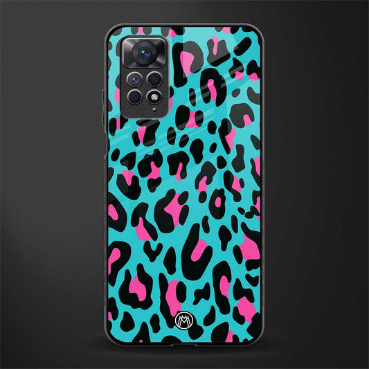blue leopard fur back phone cover | glass case for redmi note 11 pro plus 4g/5g