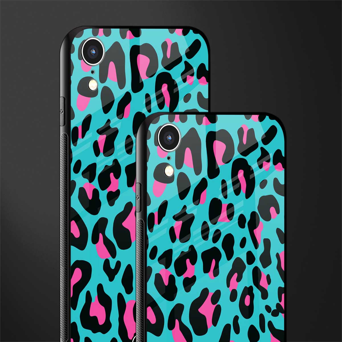blue leopard fur glass case for iphone xr image-2