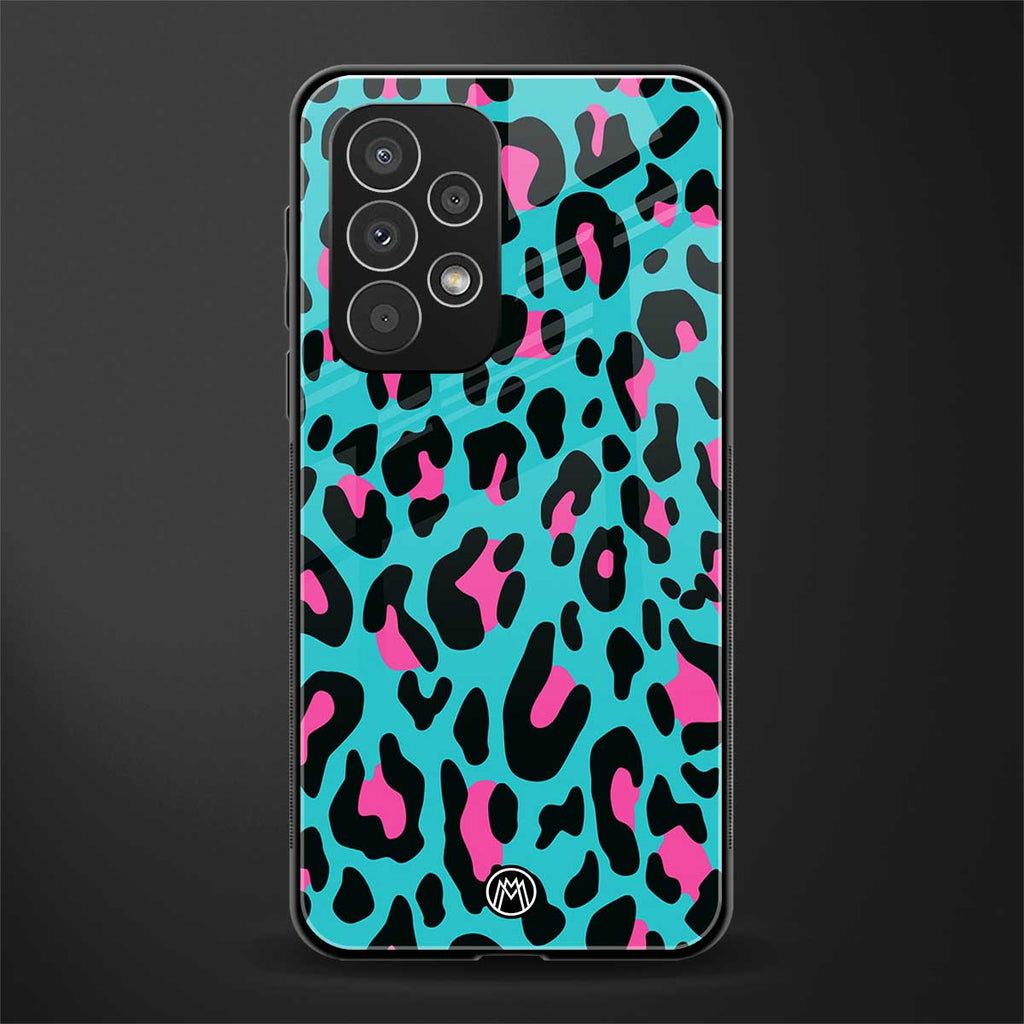 blue leopard fur back phone cover | glass case for samsung galaxy a53 5g
