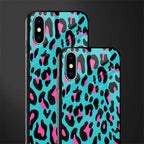 blue leopard fur glass case for iphone xs image-2