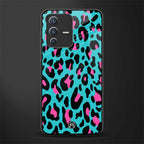 blue leopard fur glass case for vivo v23 5g image