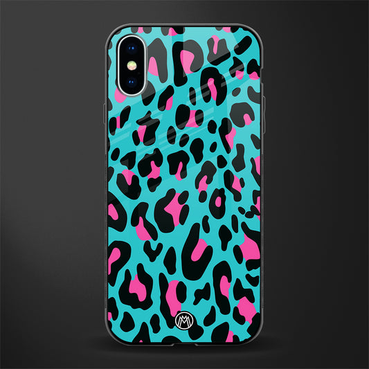 blue leopard fur glass case for iphone x image