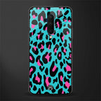 blue leopard fur glass case for oneplus 7t pro image