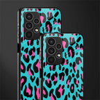 blue leopard fur back phone cover | glass case for samsung galaxy a13 4g