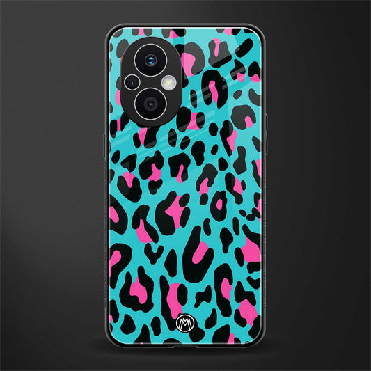 blue leopard fur back phone cover | glass case for oppo f21 pro 5g