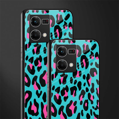 blue leopard fur back phone cover | glass case for oppo f21 pro 4g