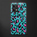 blue leopard fur back phone cover | glass case for oppo f21 pro 4g