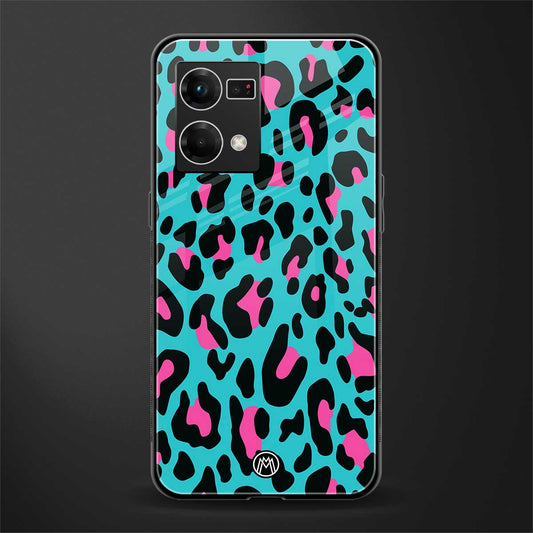 blue leopard fur back phone cover | glass case for oppo f21 pro 4g