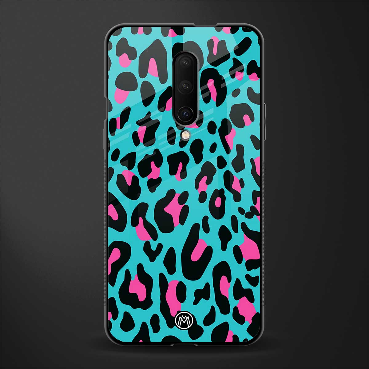 blue leopard fur glass case for oneplus 7 pro image