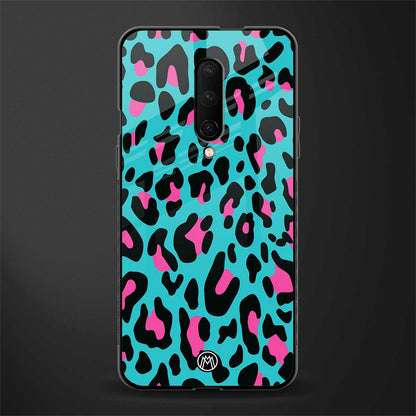 blue leopard fur glass case for oneplus 7 pro image
