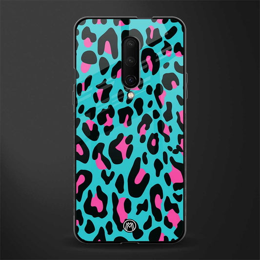 blue leopard fur glass case for oneplus 7 pro image