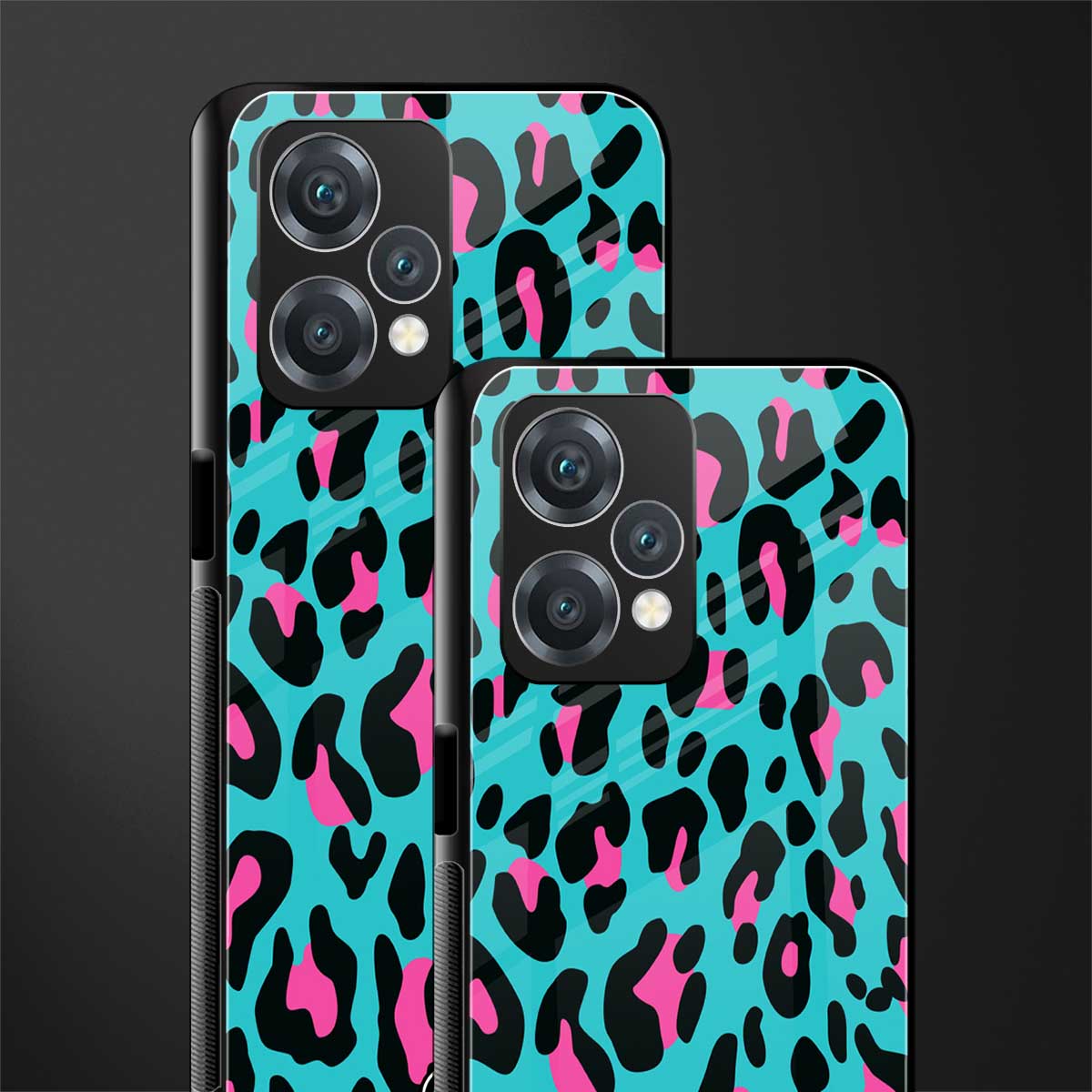 blue leopard fur back phone cover | glass case for oneplus nord ce 2 lite 5g