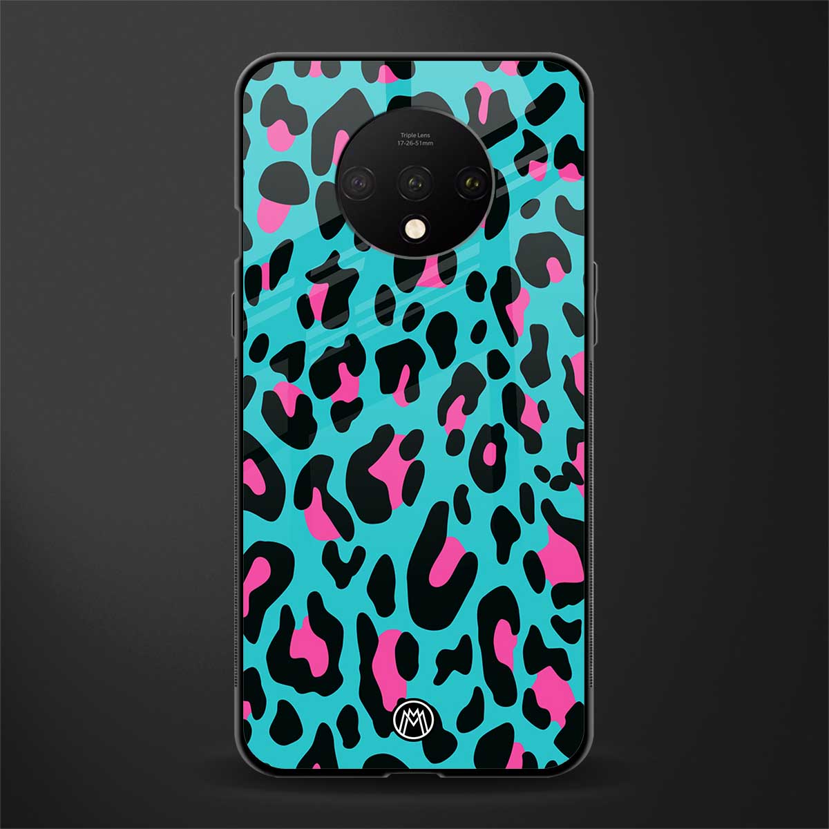 blue leopard fur glass case for oneplus 7t image