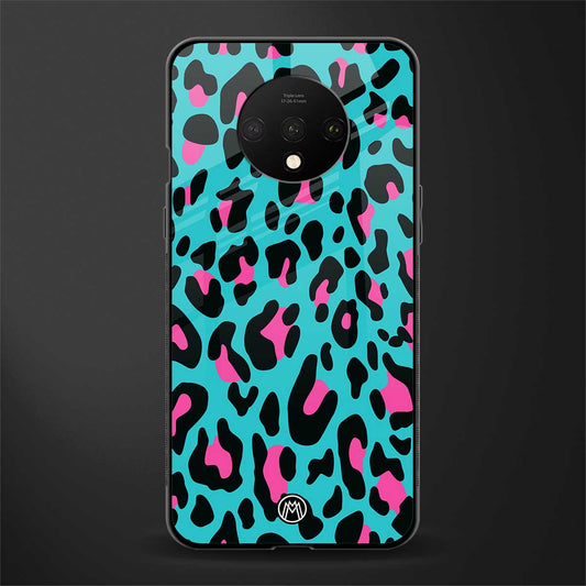 blue leopard fur glass case for oneplus 7t image
