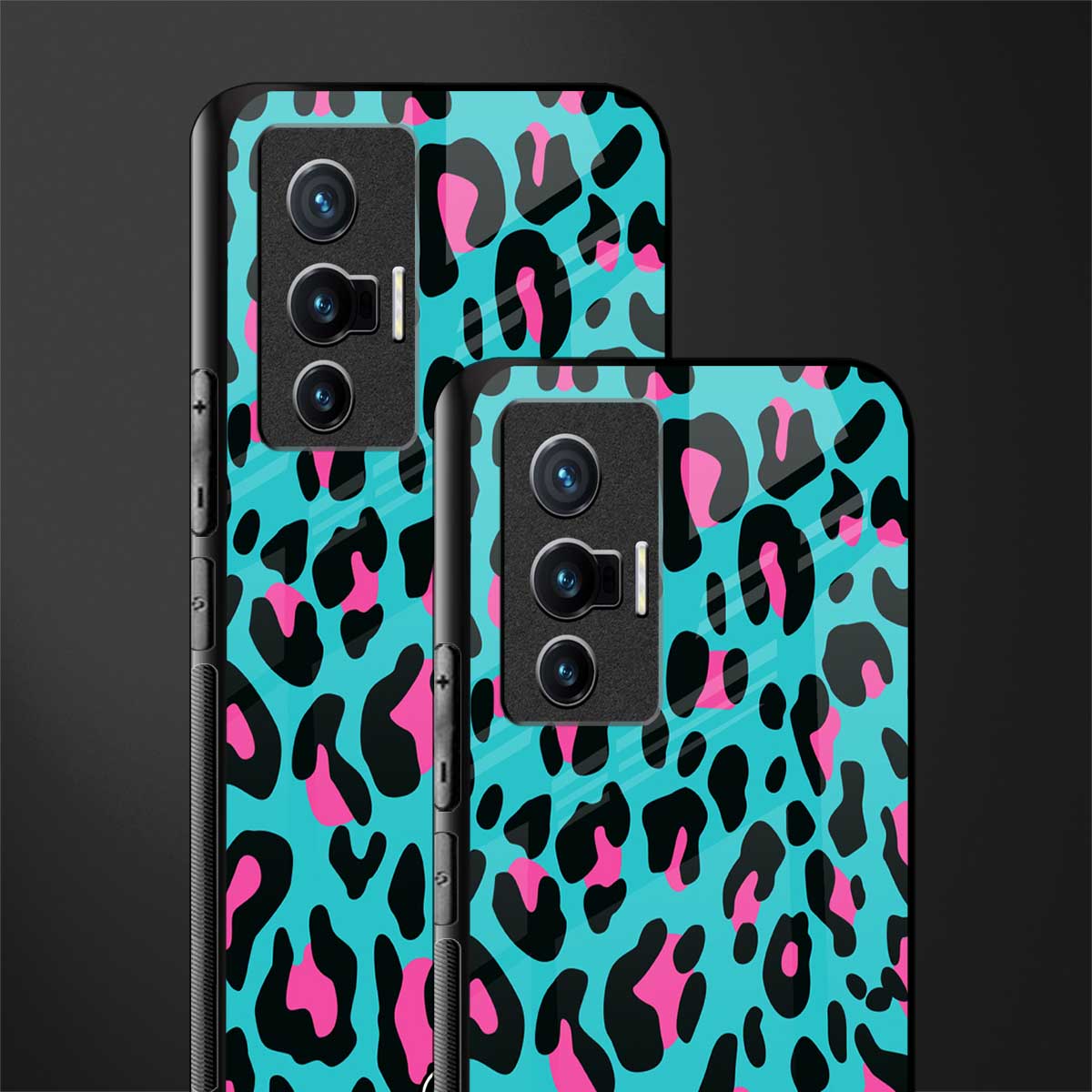 blue leopard fur glass case for vivo x70 image-2