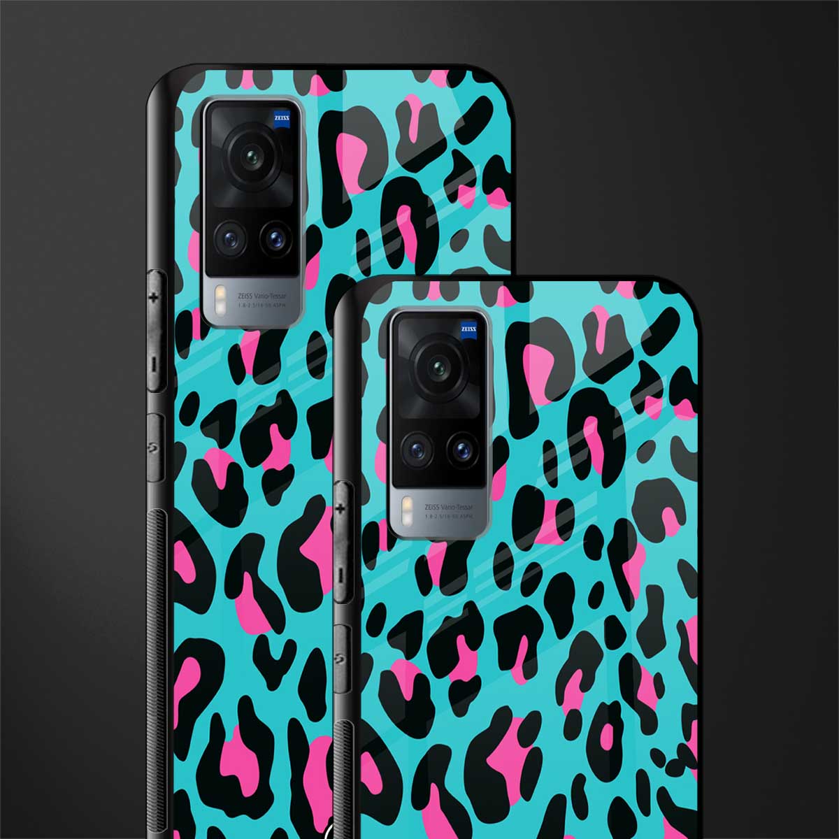 blue leopard fur glass case for vivo x60 image-2