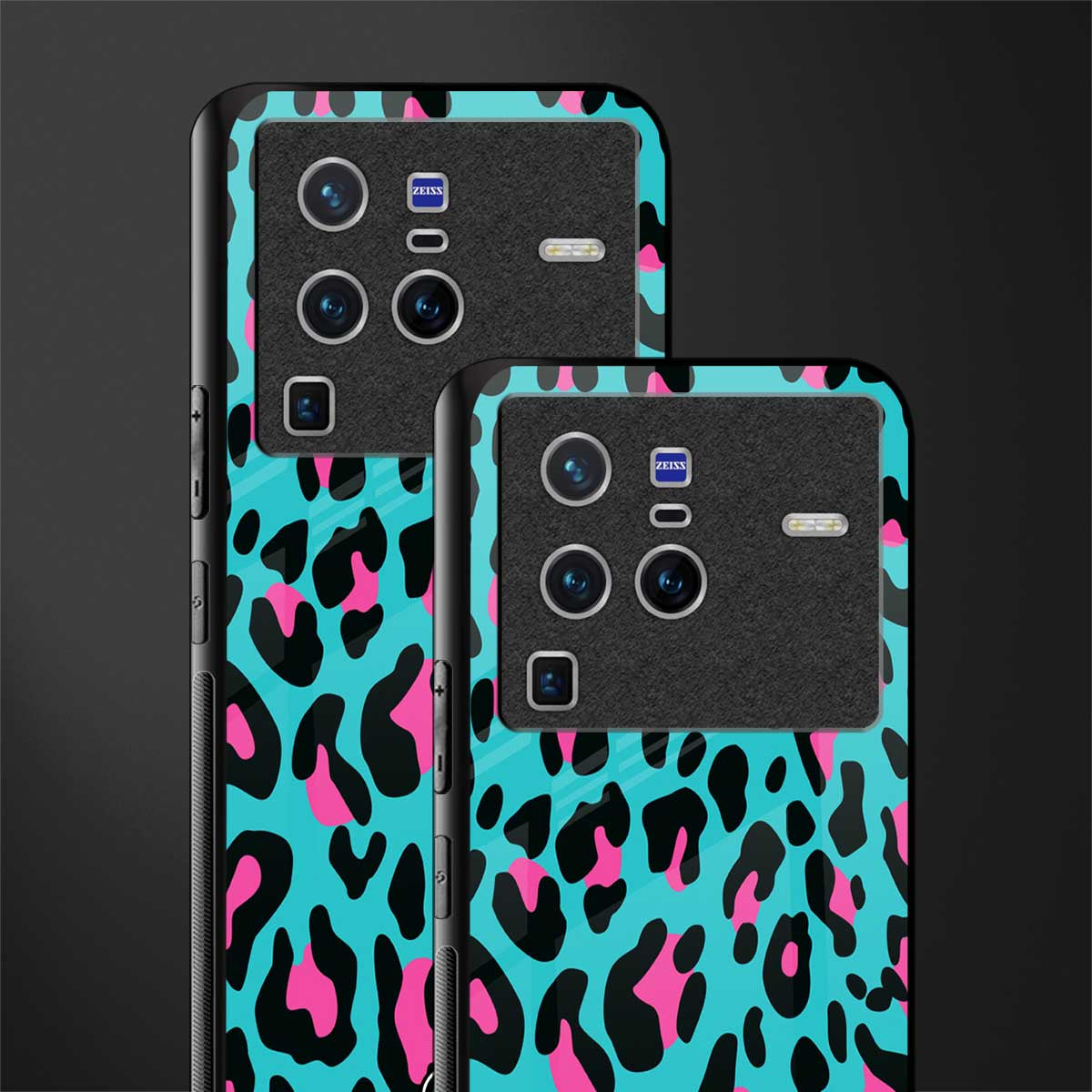 blue leopard fur glass case for vivo x80 pro 5g image-2