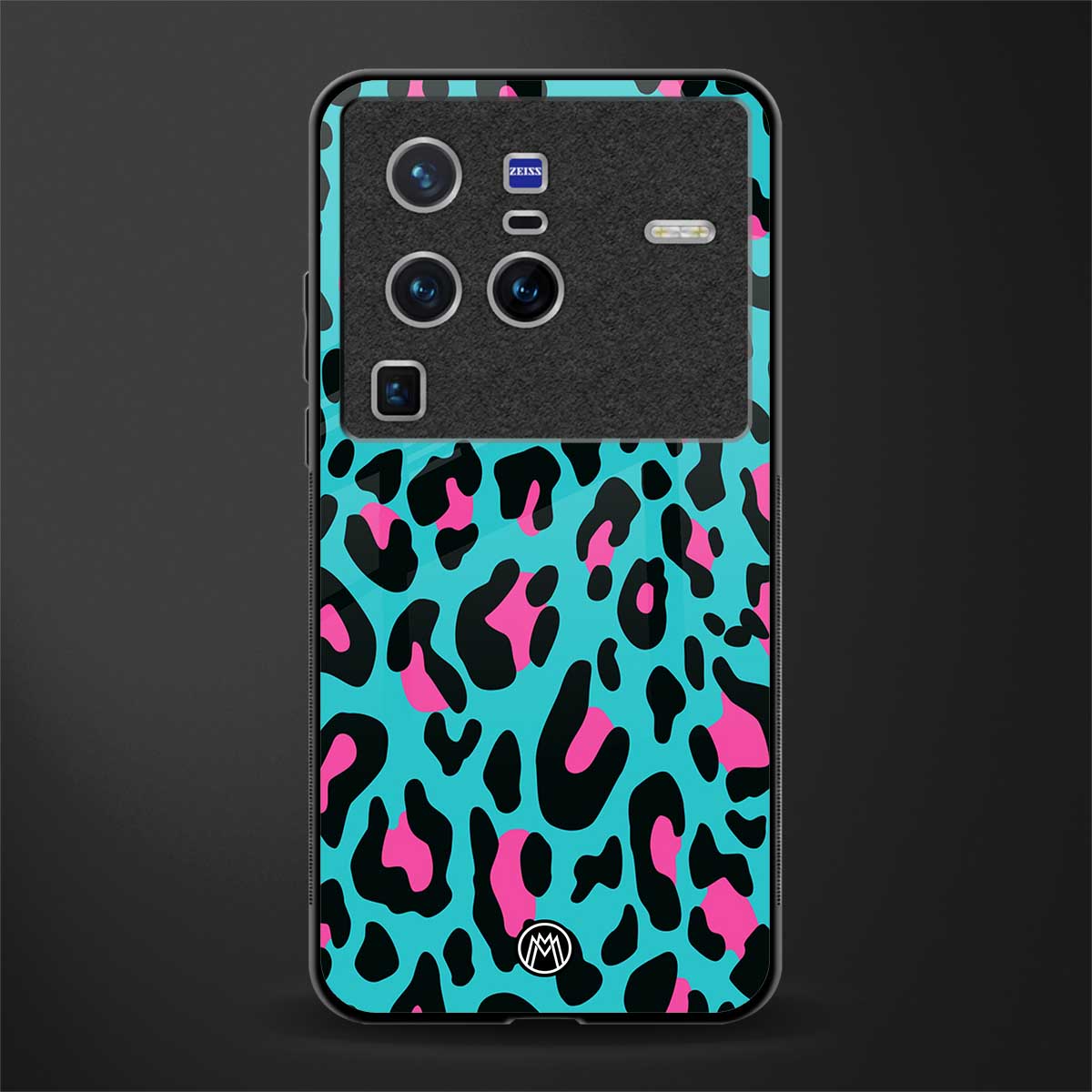 blue leopard fur glass case for vivo x80 pro 5g image
