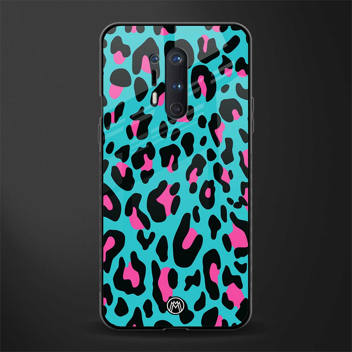 blue leopard fur glass case for oneplus 8 pro image
