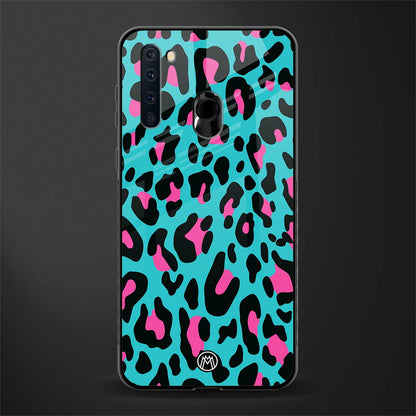 blue leopard fur glass case for samsung a21 image