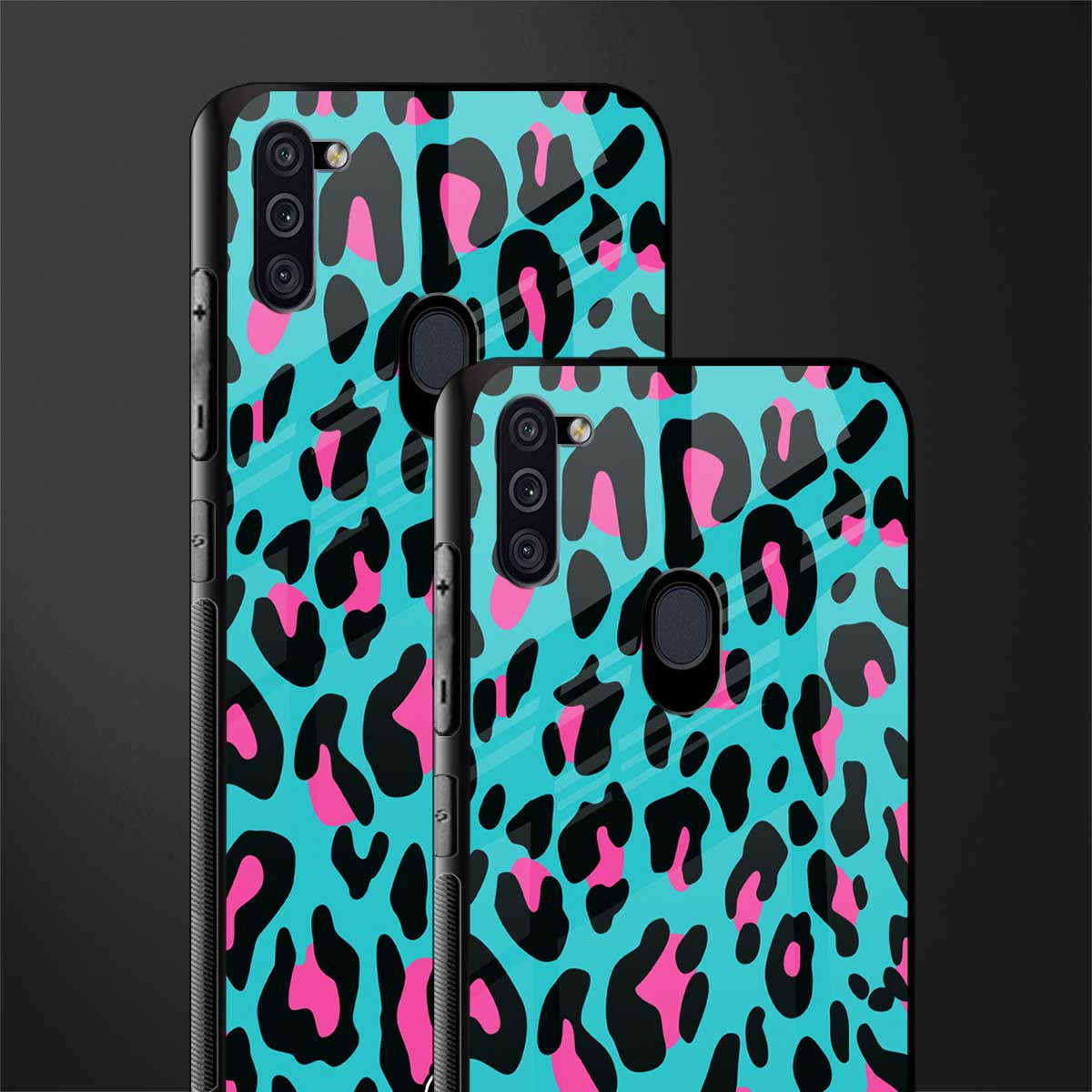 blue leopard fur glass case for samsung a11 image-2