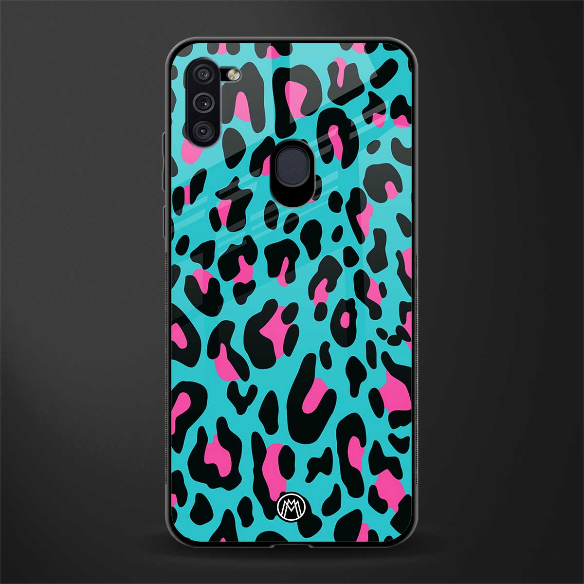 blue leopard fur glass case for samsung galaxy m11 image