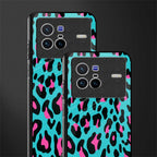 blue leopard fur glass case for vivo x80 image-2