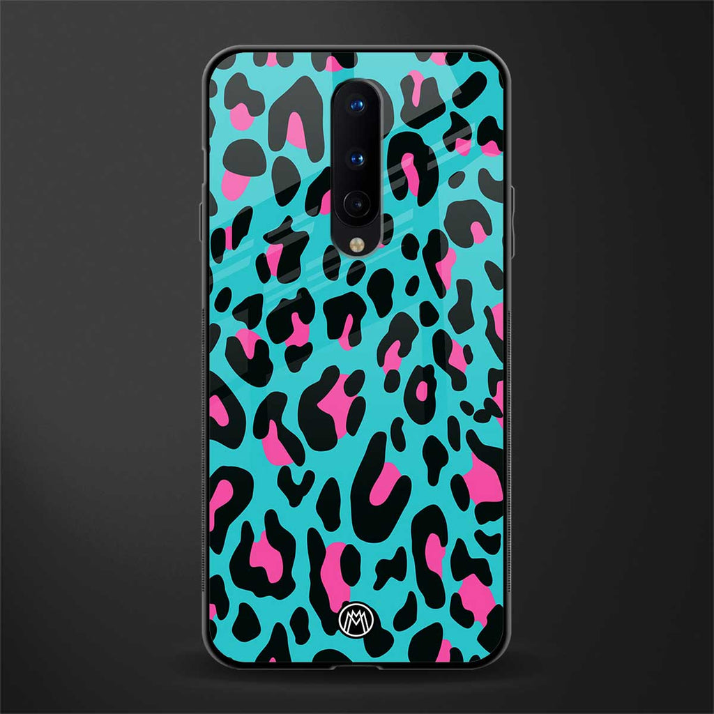 blue leopard fur glass case for oneplus 8 image