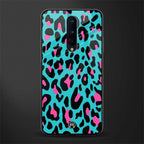 blue leopard fur glass case for oneplus 8 image
