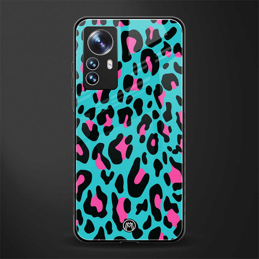 blue leopard fur back phone cover | glass case for xiaomi 12 pro