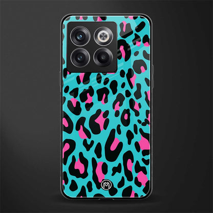 blue leopard fur back phone cover | glass case for oneplus 10t