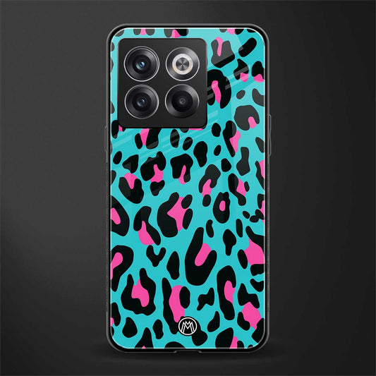 blue leopard fur back phone cover | glass case for oneplus 10t