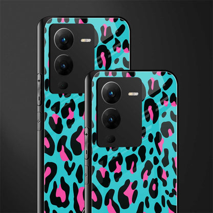 blue leopard fur back phone cover | glass case for vivo v25 pro 5g