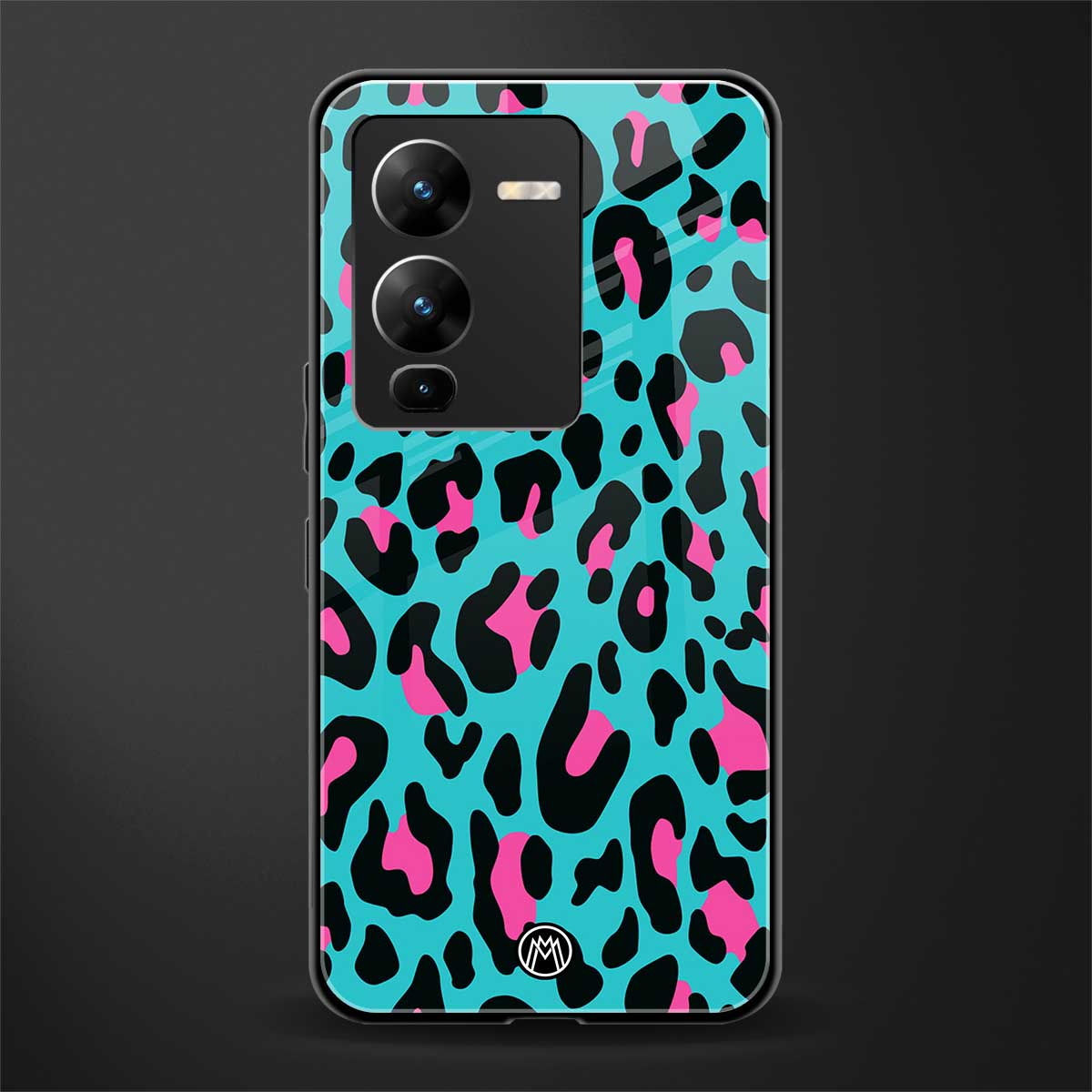 blue leopard fur back phone cover | glass case for vivo v25 pro 5g