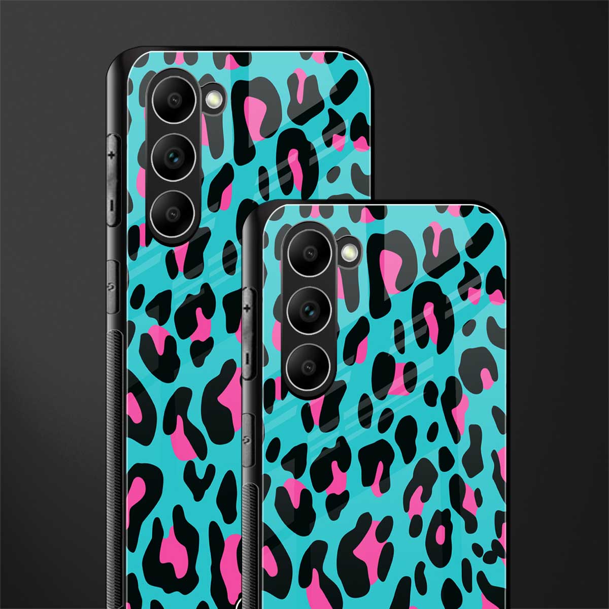 blue leopard fur glass case for phone case | glass case for samsung galaxy s23