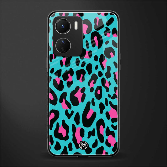 blue leopard fur back phone cover | glass case for vivo y16