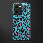 blue leopard fur back phone cover | glass case for vivo y35 4g