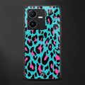 blue leopard fur back phone cover | glass case for vivo y22