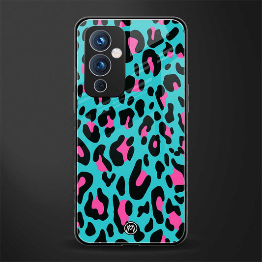 blue leopard fur back phone cover | glass case for oneplus 9
