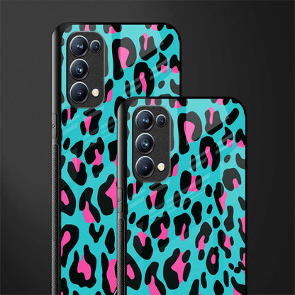 blue leopard fur back phone cover | glass case for oppo reno 5