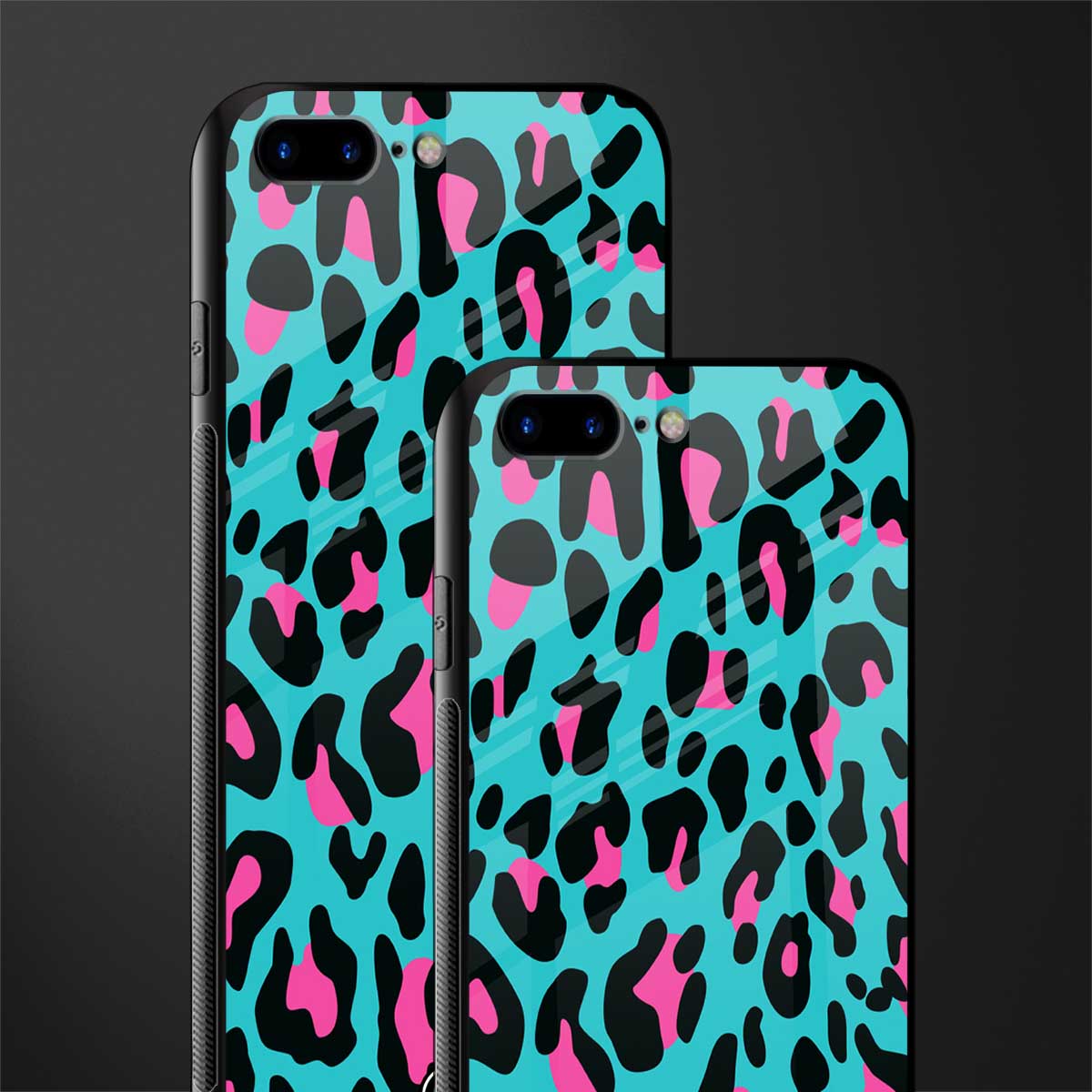 blue leopard fur glass case for iphone 7 plus image-2