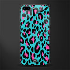 blue leopard fur glass case for iphone 7 plus image