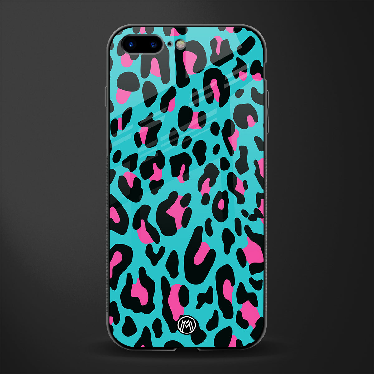 blue leopard fur glass case for iphone 7 plus image
