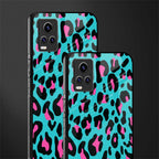blue leopard fur back phone cover | glass case for vivo v21e 4g