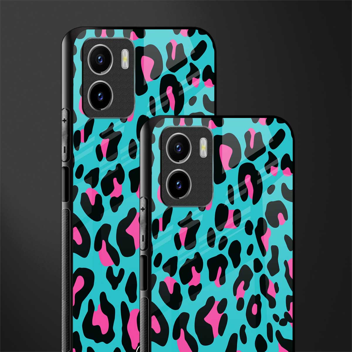 blue leopard fur back phone cover | glass case for vivo y72