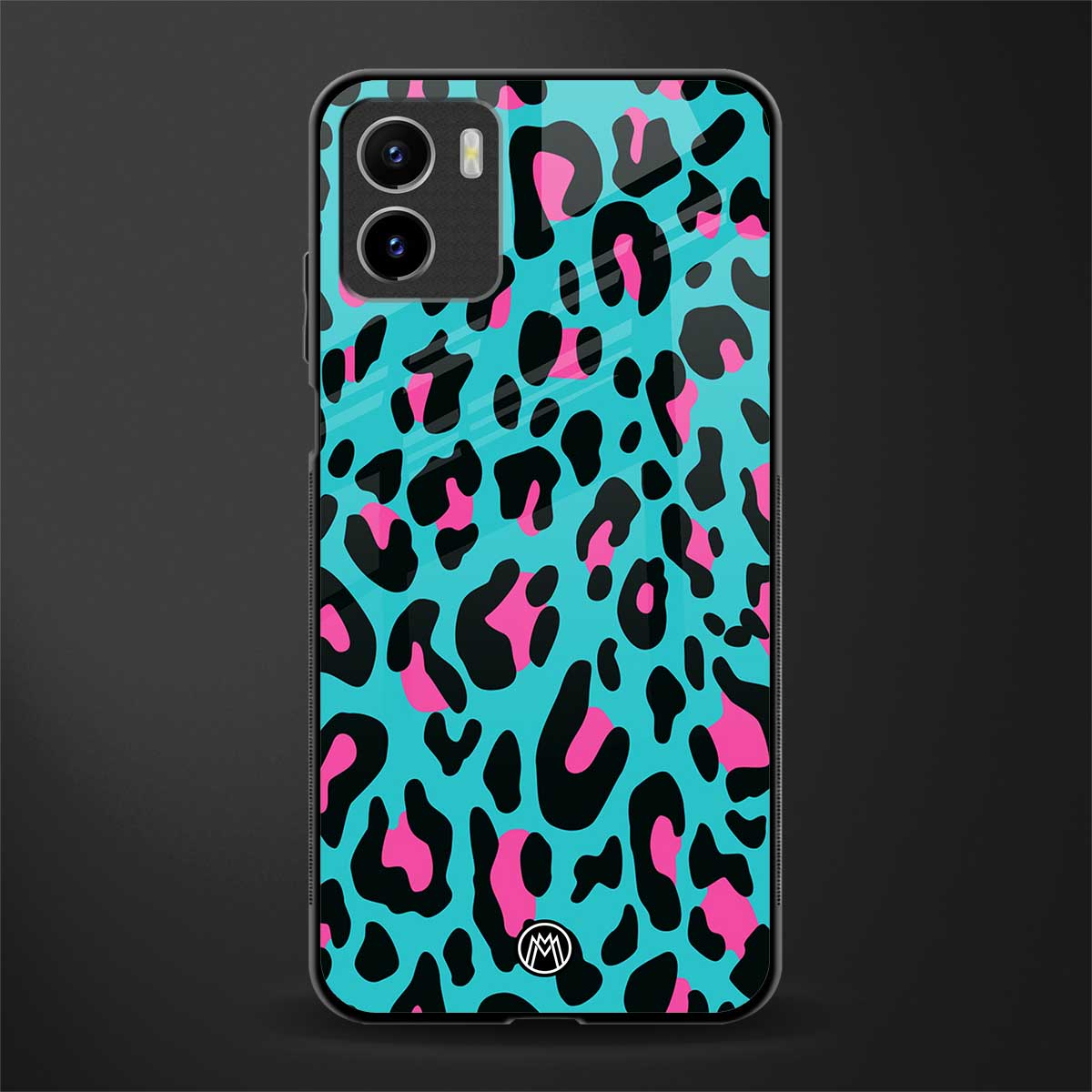 blue leopard fur back phone cover | glass case for vivo y72
