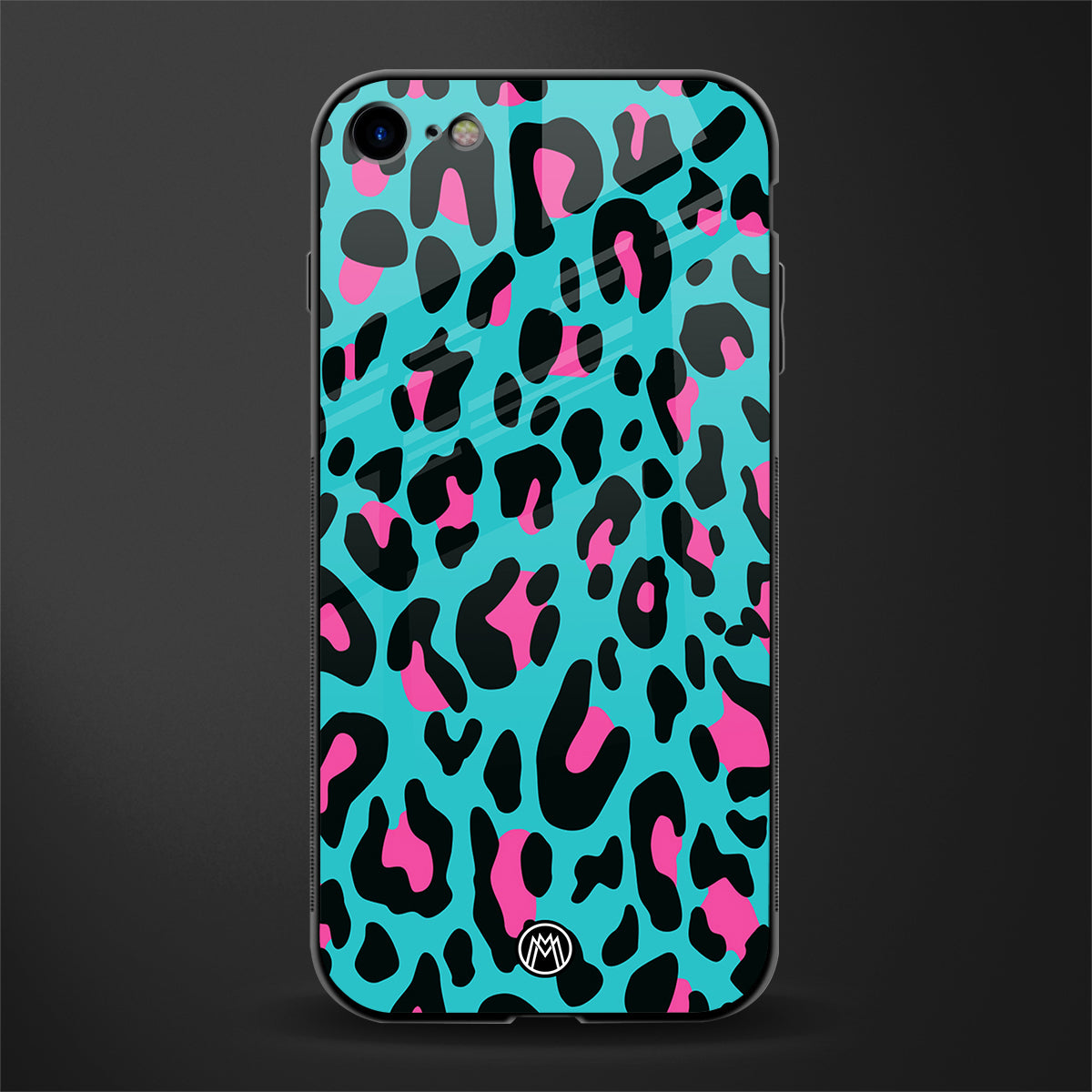 blue leopard fur glass case for iphone 7 image