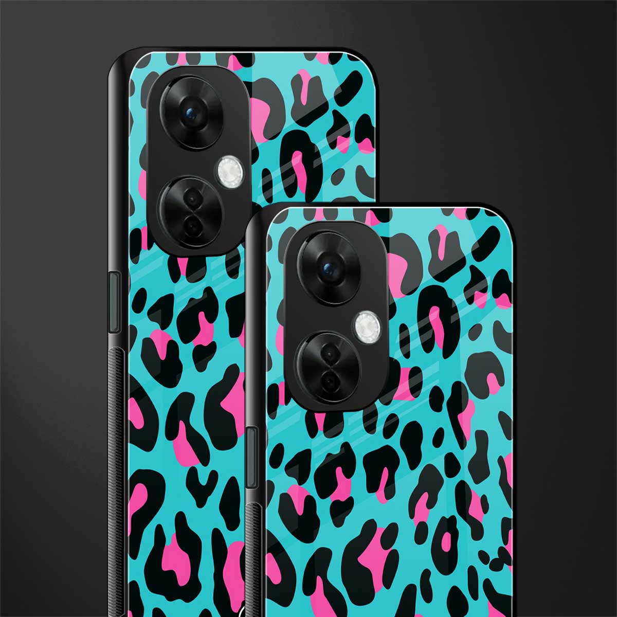 blue leopard fur back phone cover | glass case for oneplus nord ce 3 lite