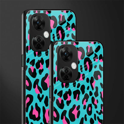 blue leopard fur back phone cover | glass case for oneplus nord ce 3 lite