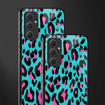blue leopard fur back phone cover | glass case for samsung galaxy a54 5g